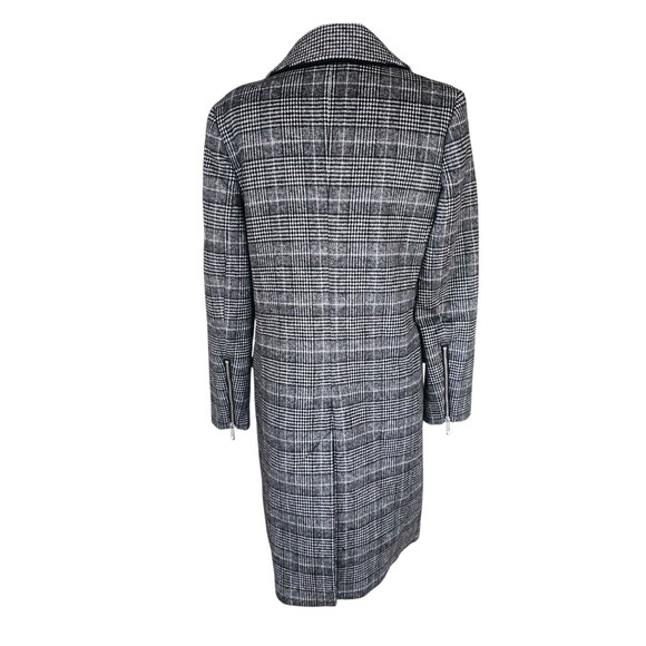 BCBGMAXAZRIA Preppy Plaid Mid Length Coat Womens Small Valentina Old Money Black - Picture 3 of 11